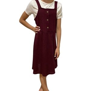 FOREVER GIRL Jumper Dress Set NEW Size 12 Red White Short Sleeve T-Shirt